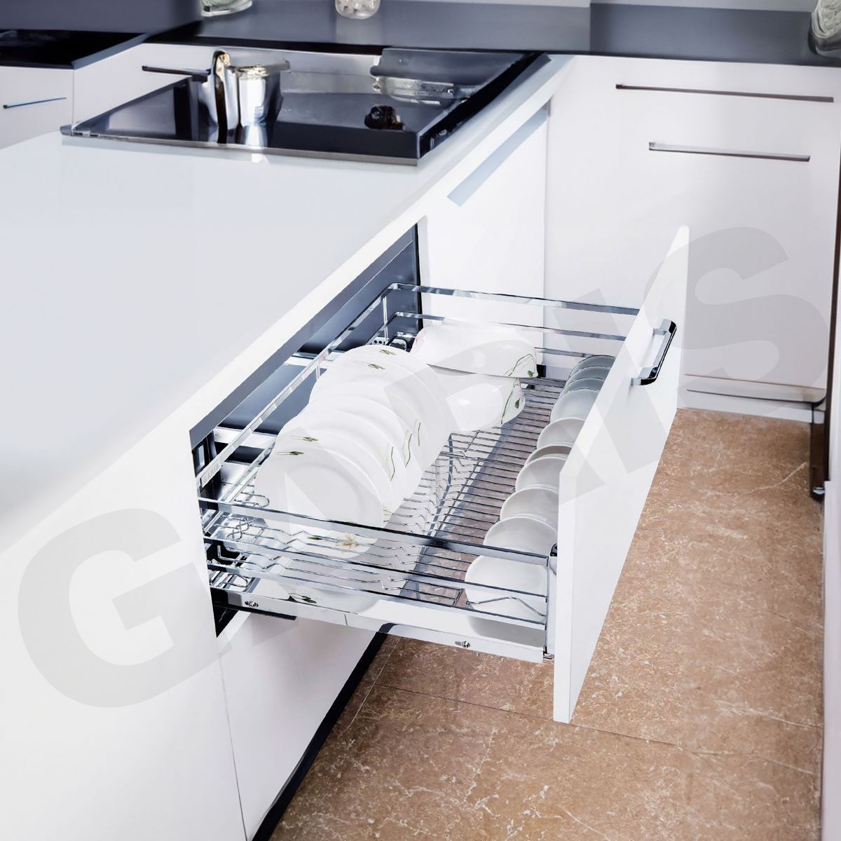Kệ bát đĩa tủ dưới Garis GDE29 inox 304 xước mờ