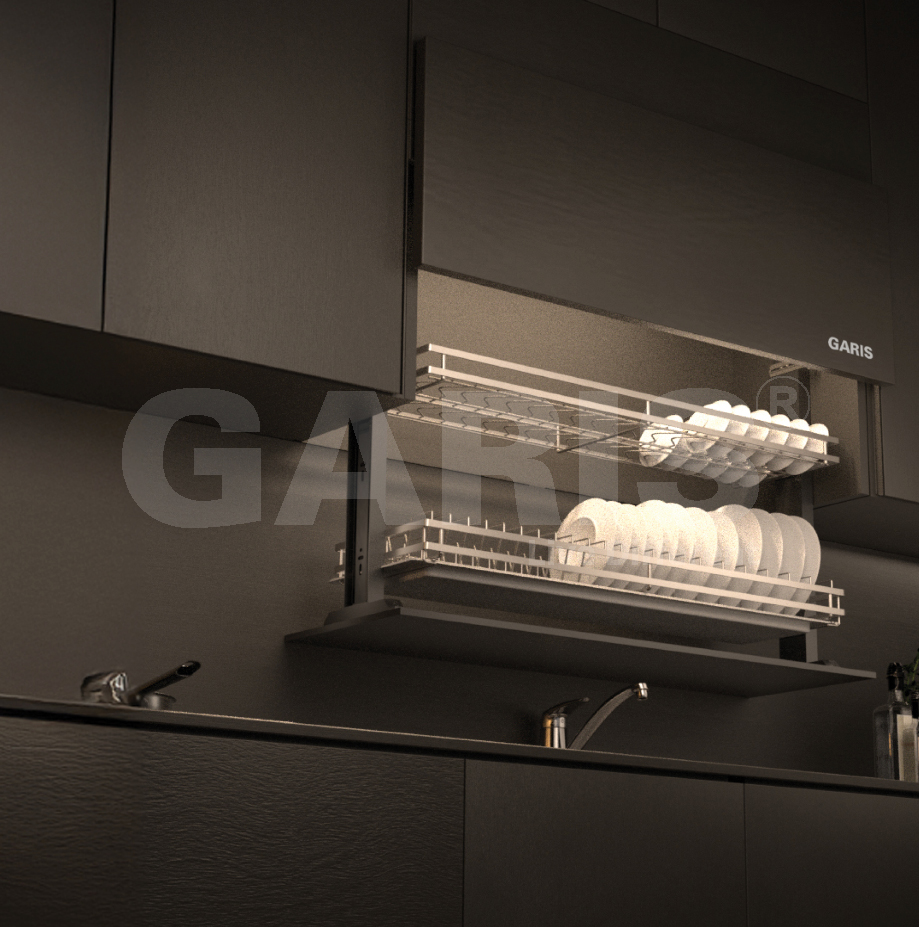 Giá bát đĩa nâng hạ điện Garis GLLP68 cánh mở trượt
