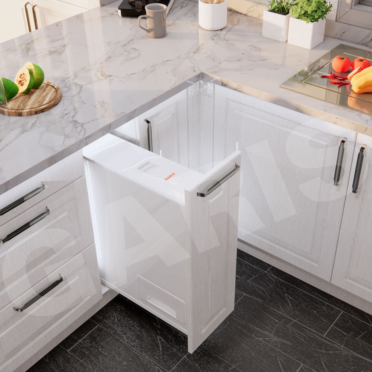 Thùng gạo Garis GRP120 cánh kéo mặt nhựa ABS 15kg