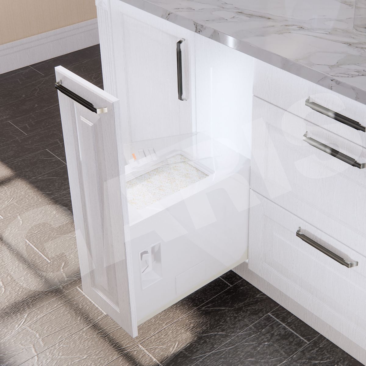 Thùng gạo Garis GRP430 cánh kéo mặt nhựa ABS 10kg