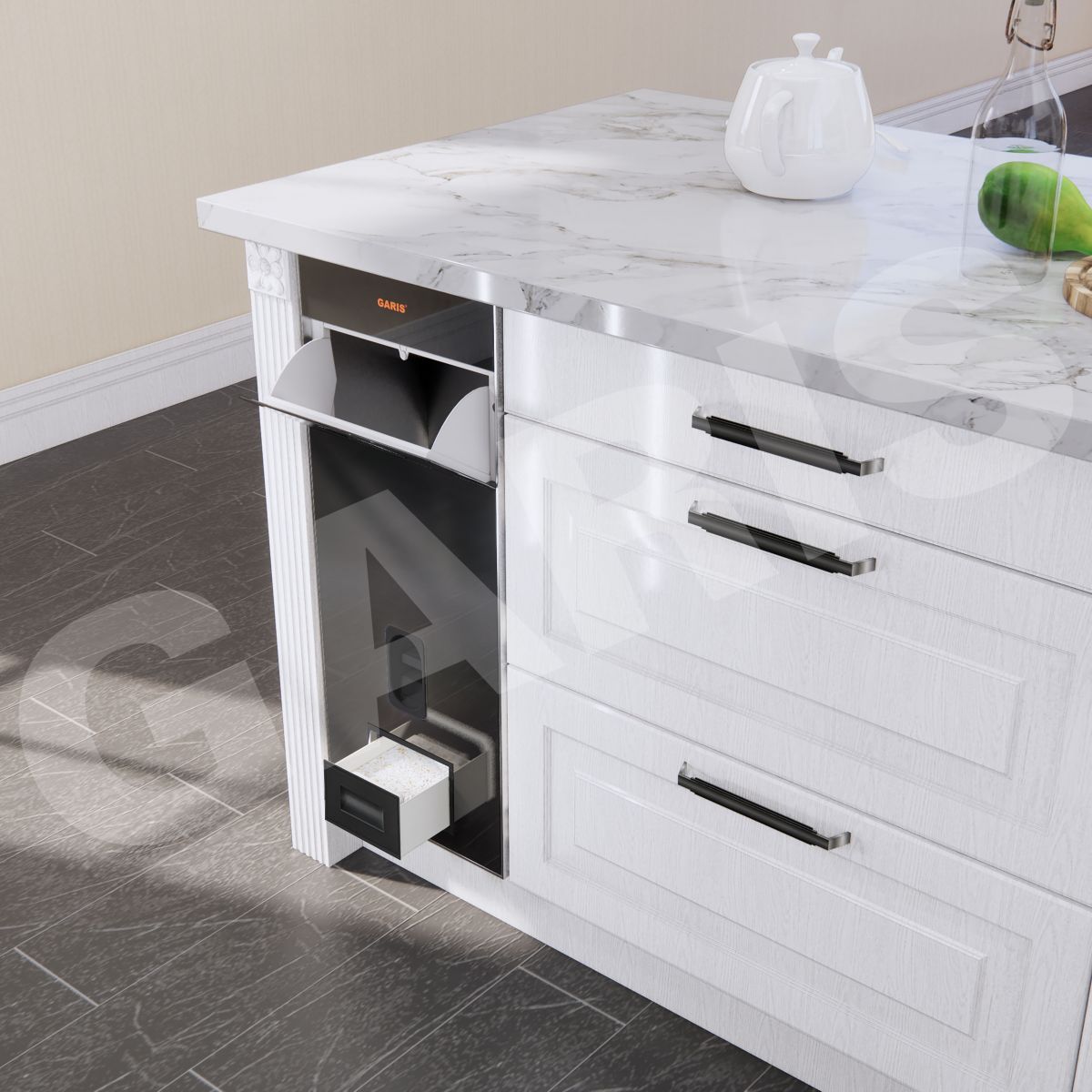 Thùng gạo Garis GRB625 mặt kính đen viền thép 12kg