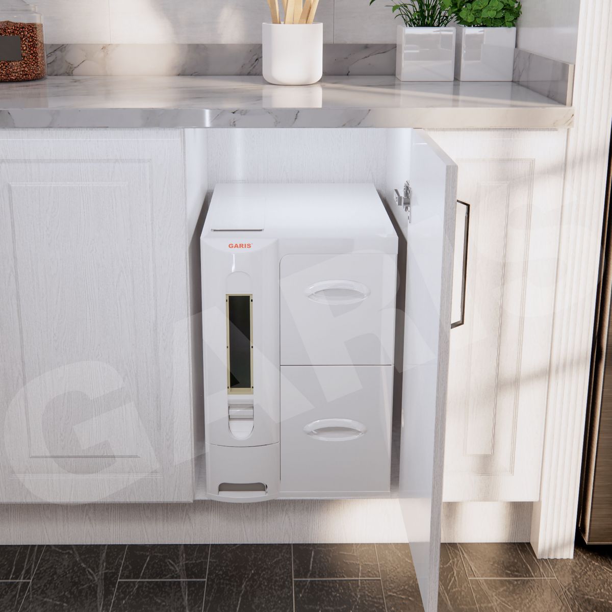 Thùng gạo Garis GRP945 3 khoang mặt nhựa ABS 30kg