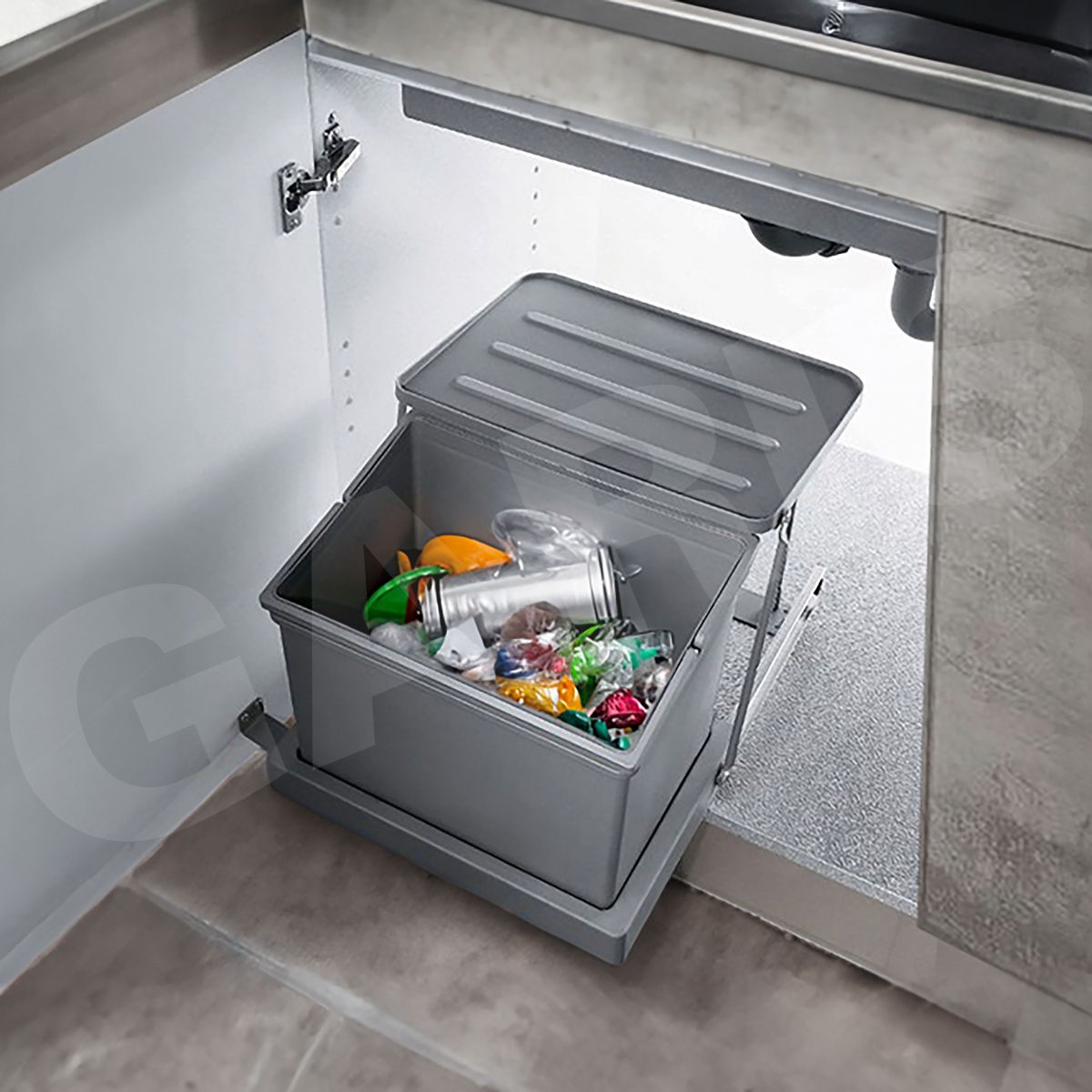 Thùng rác đơn Garis GW316 16L nhựa PP màu xám