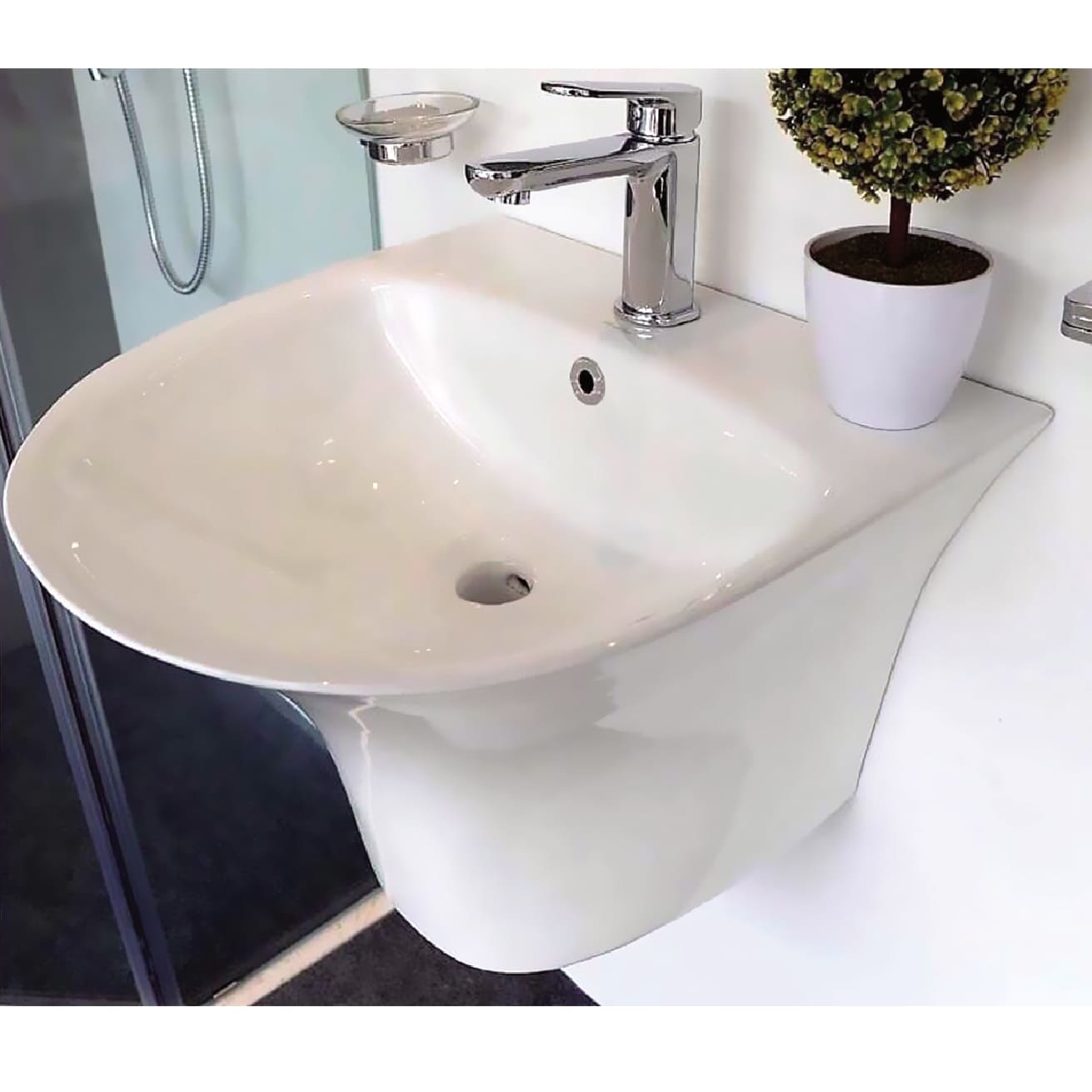 Lavabo Treo Tường Liền Chân LC-02