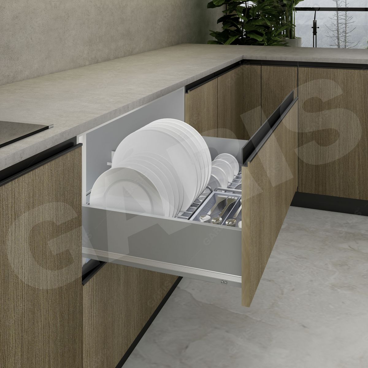Giá bát đĩa, thìa đũa Garis MDV28 inox 304 Mirror BA