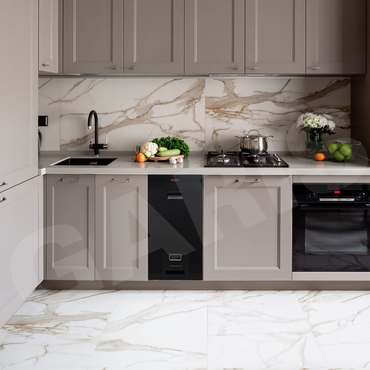Thùng gạo Garis MRB830 mặt kính đen thùng inox 304 15kg