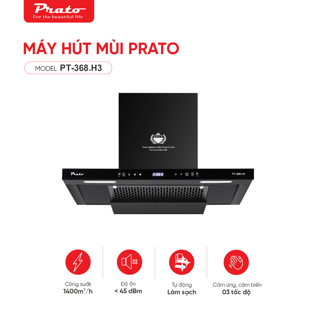 Máy hút mùi chữ T Prato PT-368.H3