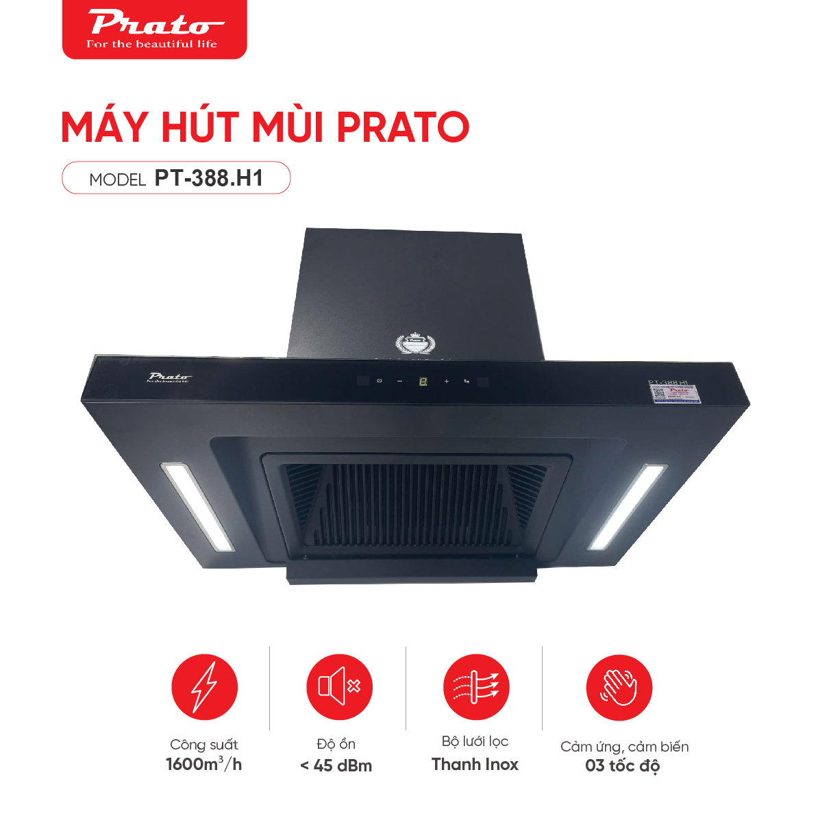 Máy hút mùi chữ T Prato PT-388.H1