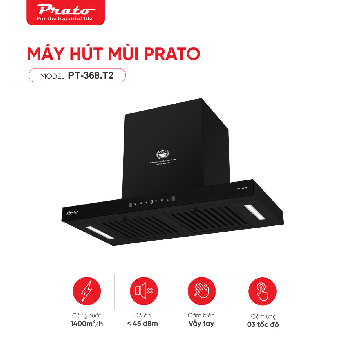 Máy hút mùi chữ T Prato PT-368.T2