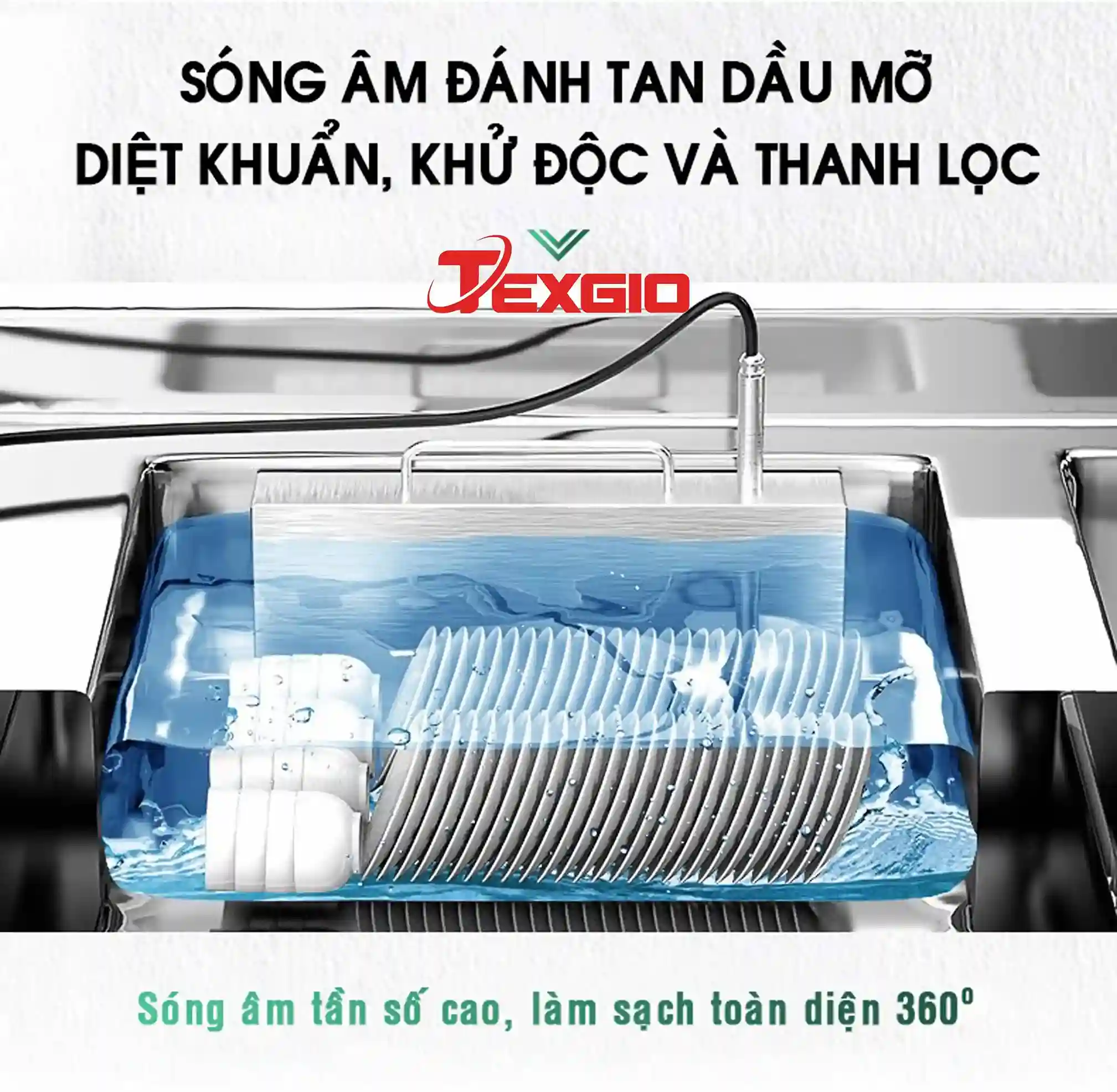 Công nghệ sóng siêu âm trên máy rửa bát Texgio TGU-1500XS