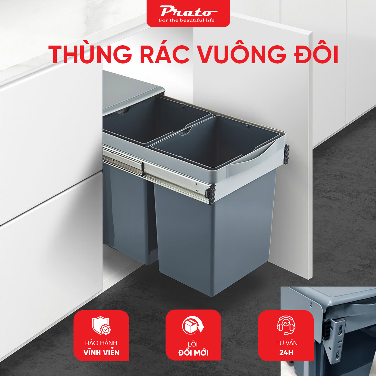 Thùng rác tủ bếp Prato PT-TR300