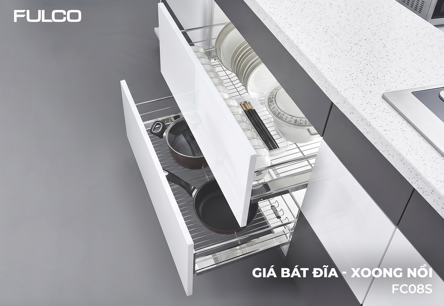 Giá bát đĩa - xoong nồi nan tròn (600mm) Fulco FC08S