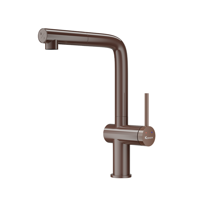 Vòi rửa bát dây rút Konox Stream Smart Choco