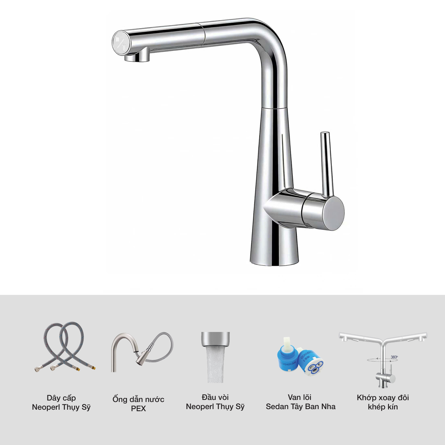 Chi tiết Vòi rửa bát Kluger KLF0013SC