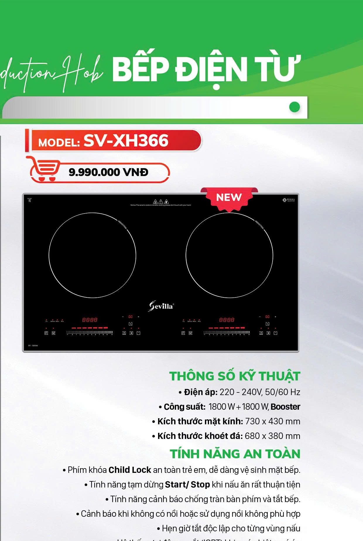 Bếp từ đôi Sevilla SV-XH366