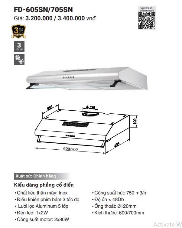 Máy hút mùi Fandi FD 705SN