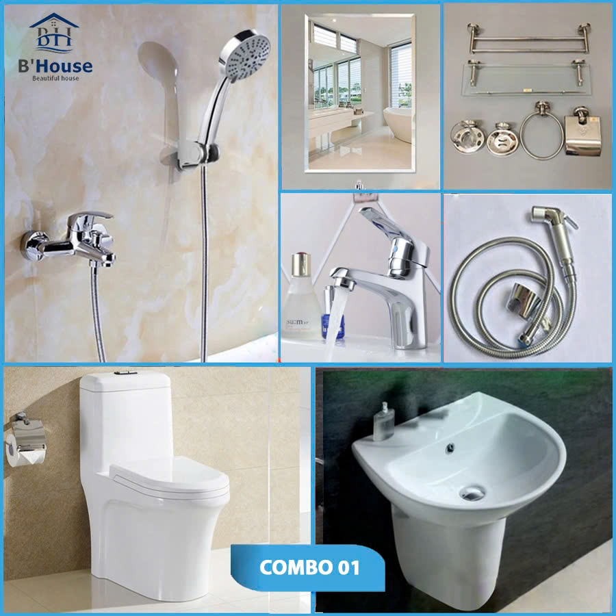 Combo phòng tắm, combo nhà tắm, trọn bộ thiết bị vệ sinh phòng tắm 01
