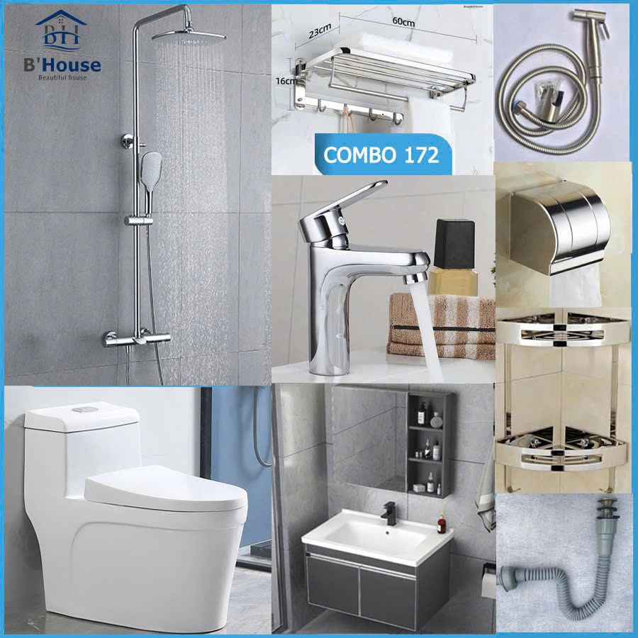Combo phòng tắm, combo nhà tắm, trọn bộ thiết bị vệ sinh phòng tắm 172