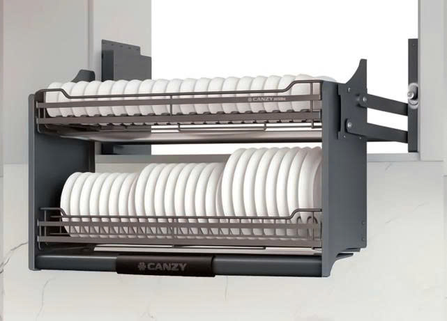 Giá bát đĩa nâng hạ tủ trên nan Dẹt Canzy CZF-5005-700