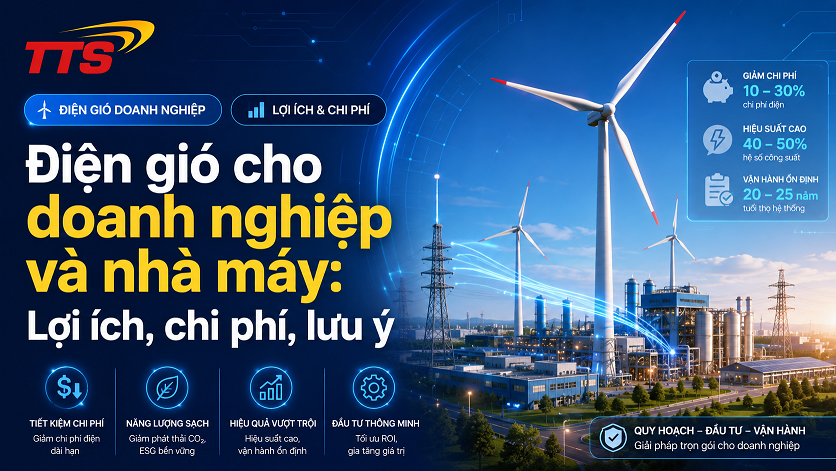 Điện gió cho doanh nghiệp và nhà máy Lợi ích, chi phí, lưu ý