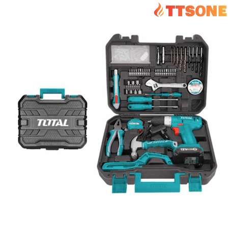 Bộ 128 Món Bao Gồm Máy Khoan TDLI1211 Dùng Pin 12V THKTHP11282
