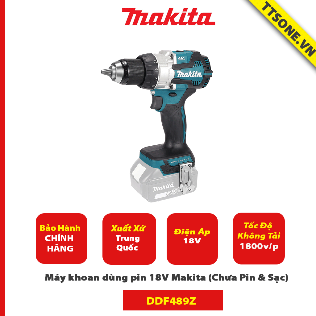 Máy khoan dùng pin 18V Makita DDF489Z (Chưa Pin & Sạc) - Chính Hãng