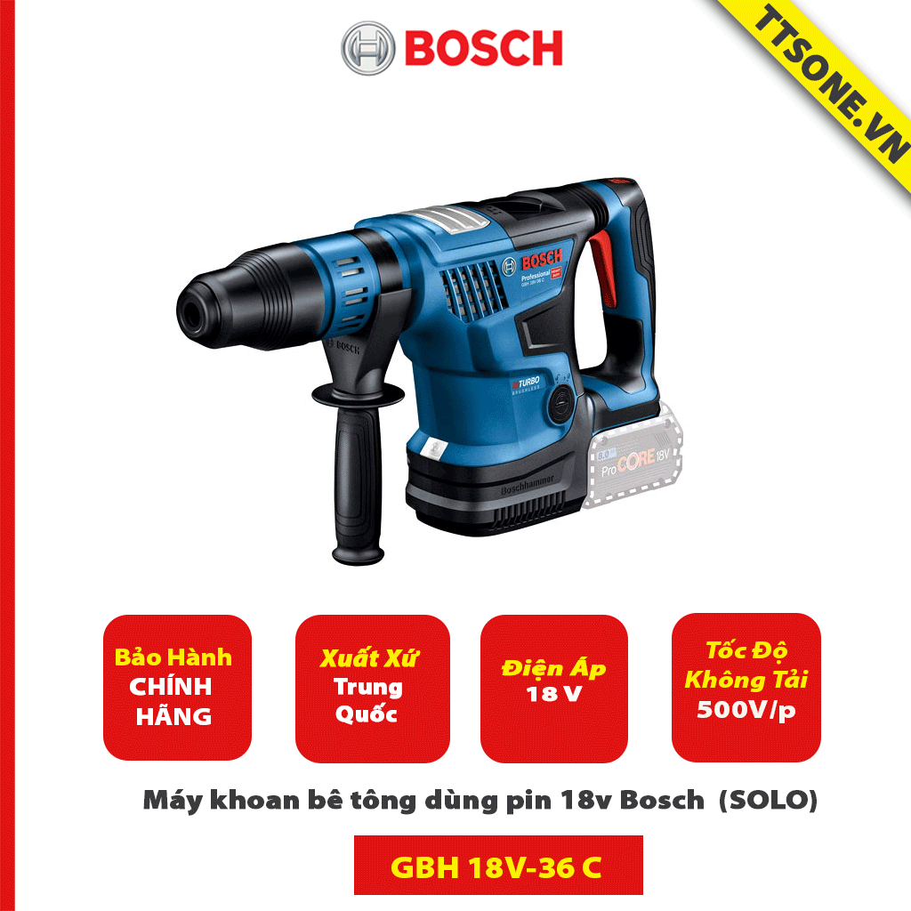 Máy khoan bê tông dùng pin 18v Bosch GBH 18V-36 C (SOLO) - Chính Hãng