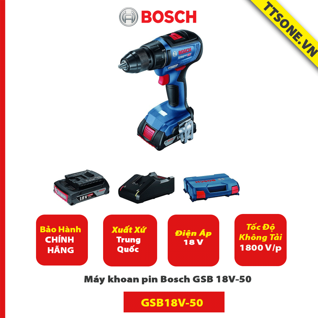 Máy khoan pin Bosch GSB 18V-50 - Chính Hãng