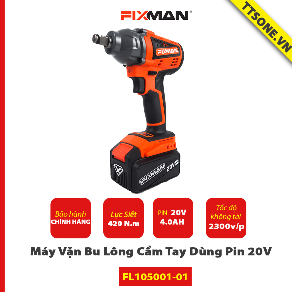 Máy Vặn Bu Lông Cầm Tay Fixman Dùng Pin 20V FL105001-01 - Chính hãng