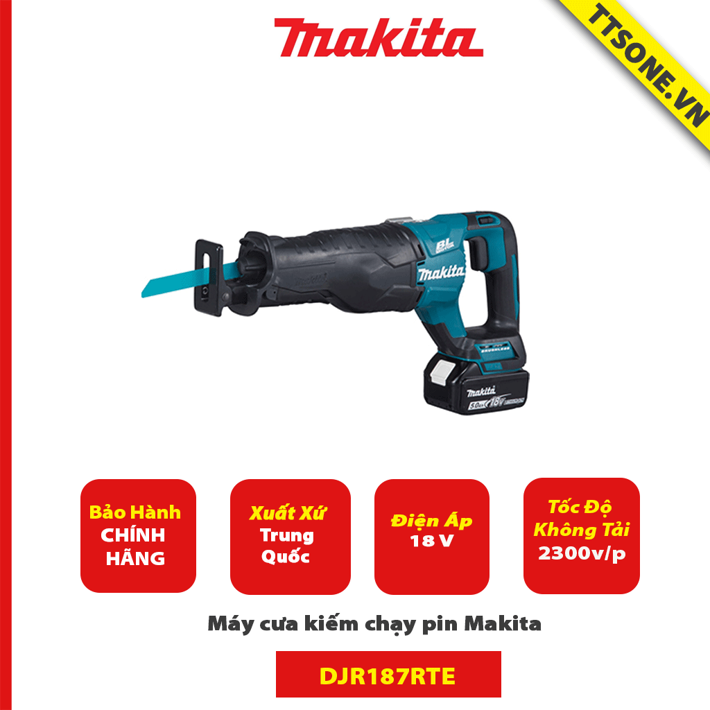 Máy cưa kiếm chạy pin Makita DJR187RTE (18V) - Chính Hãng