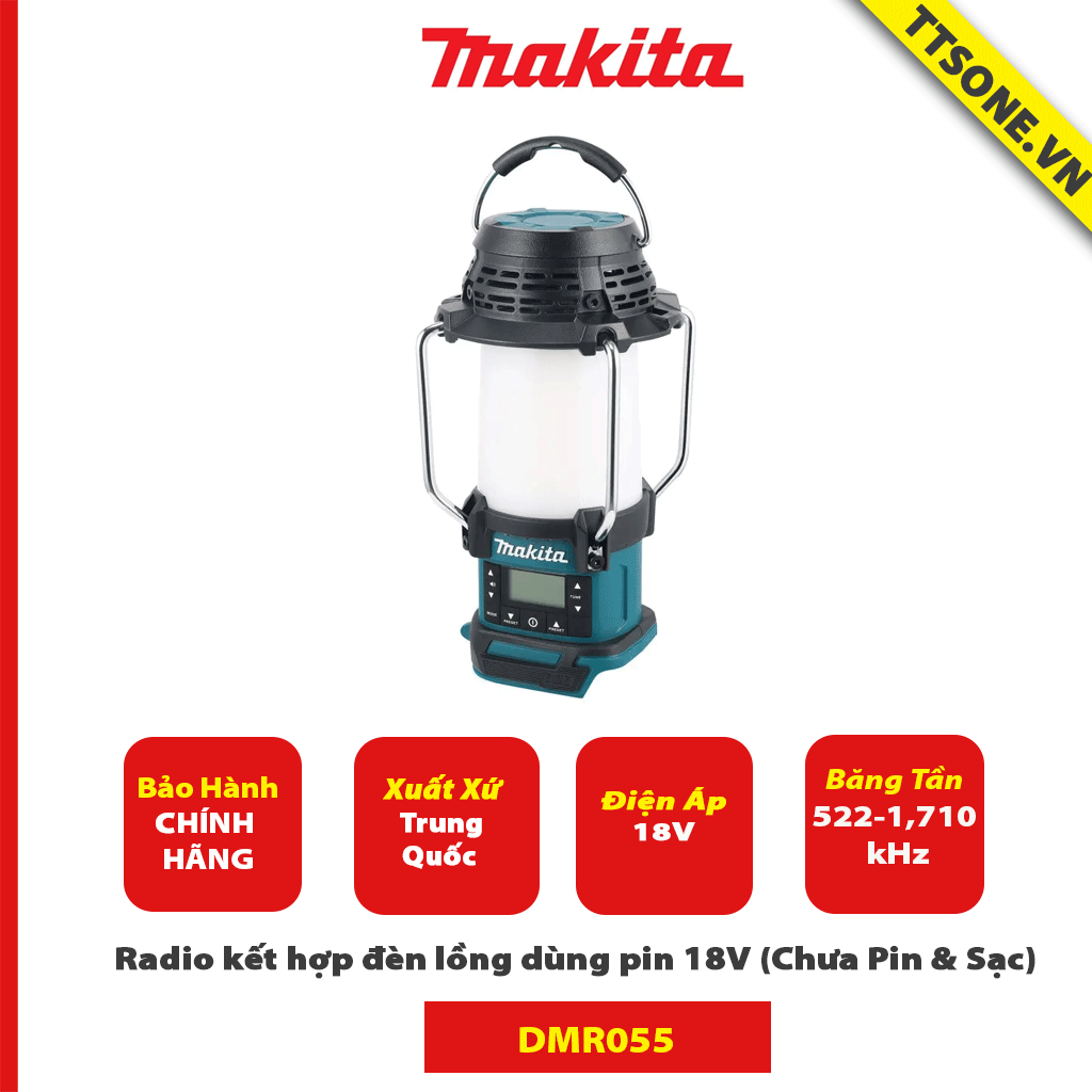 Radio kết hợp đèn lồng dùng pin 18V DMR055 (Chưa Pin & Sạc) - Chính Hãng