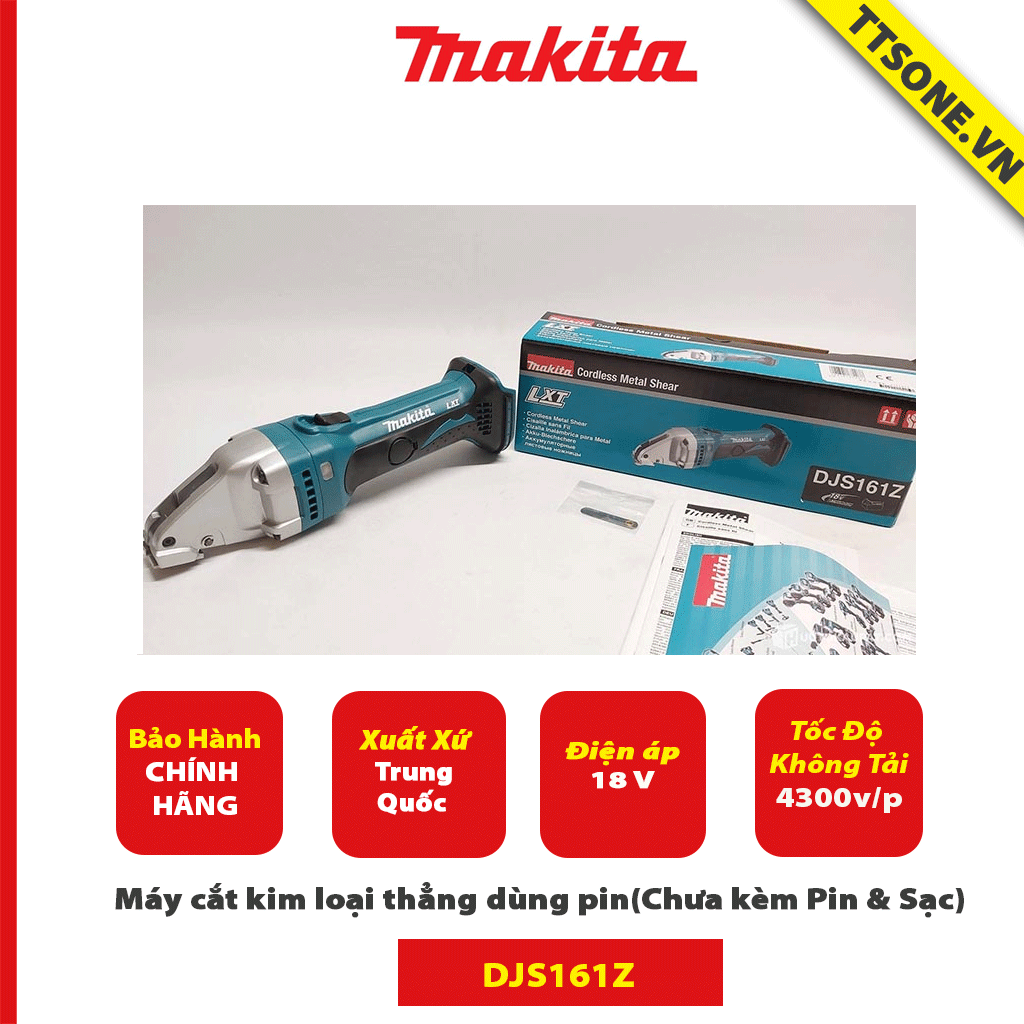 Máy cắt kim loại thẳng dùng pin 1.6mm Makita DJS161Z 18V (Chưa kèm Pin & Sạc)-Chính Hãng