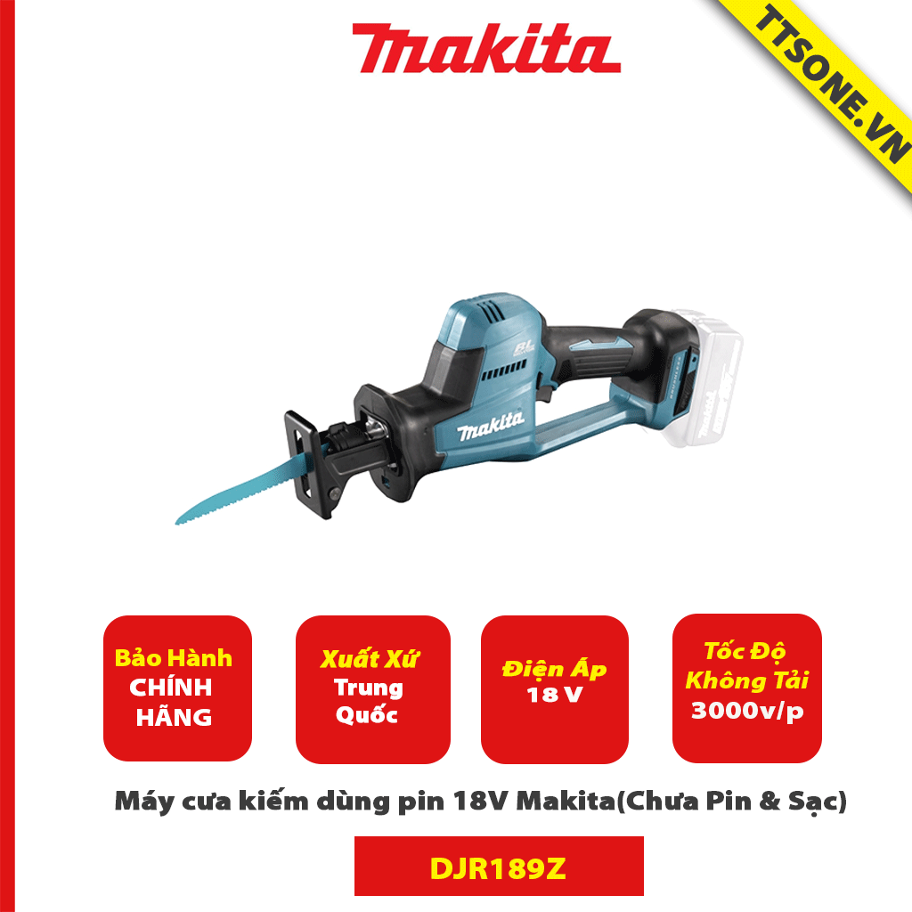 Máy cưa kiếm dùng pin 18V Makita DJR189Z (Chưa Pin & Sạc)-Chính Hãng