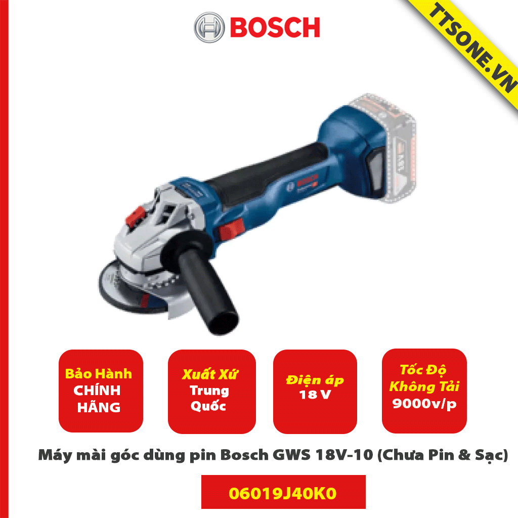 Máy mài góc dùng pin Bosch GWS 18V-10 (Chưa Pin & Sạc) - Chính Hãng
