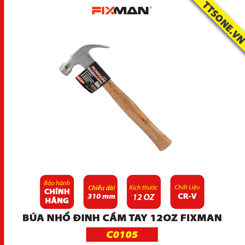 Búa Nhổ Đinh Cầm Tay 12oz FIXMAN C0105 - Chính hãng