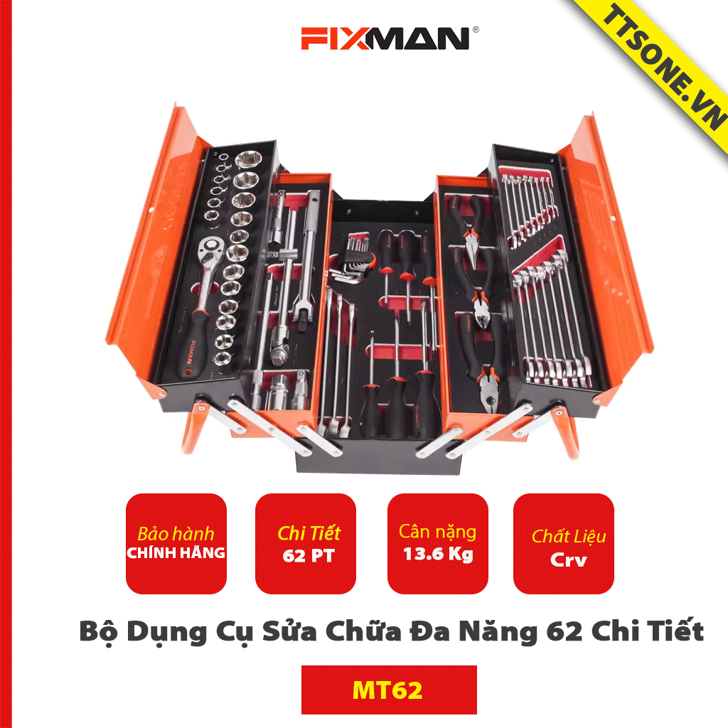 Bộ Dụng Cụ Sửa Chữa Đa Năng 62 Chi Tiết FIXMAN MT62 - Chính hãng