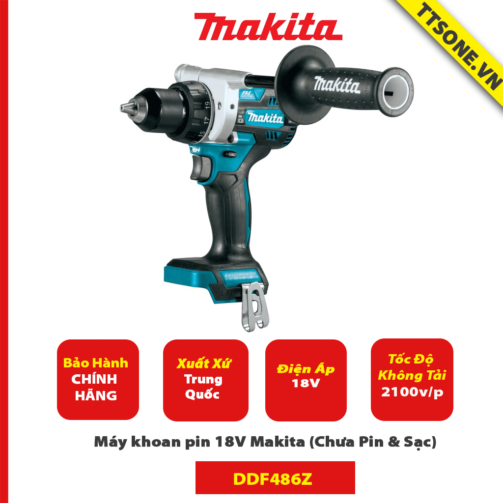 Máy khoan pin 18V Makita DDF486Z (Chưa Pin & Sạc) - Chính Hãng