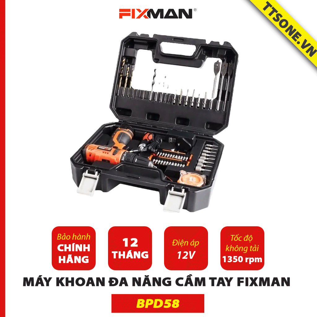 Máy Khoan Đa Năng Cầm Tay FIXMAN pin 12V BPD58 - Chính hãng