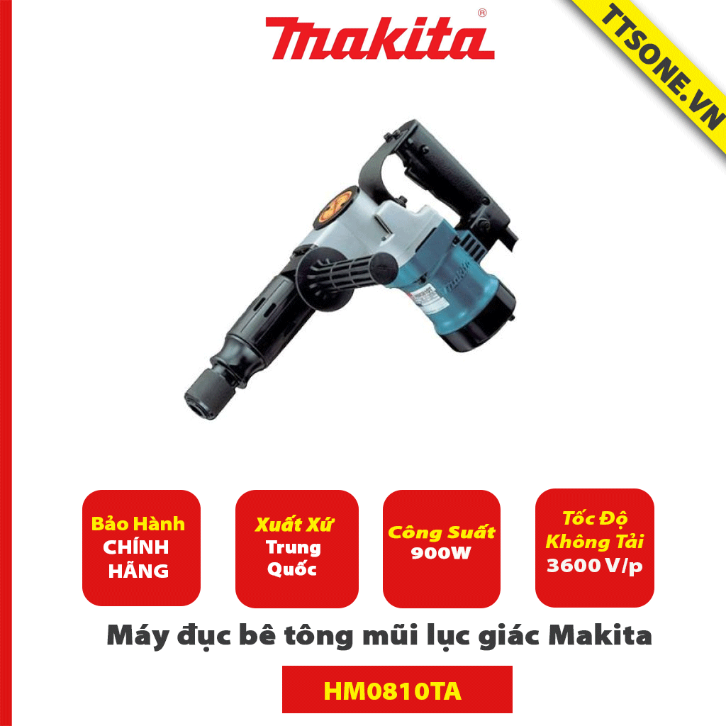 Máy đục bê tông mũi lục giác Makita HM0810TA - Chính Hãng