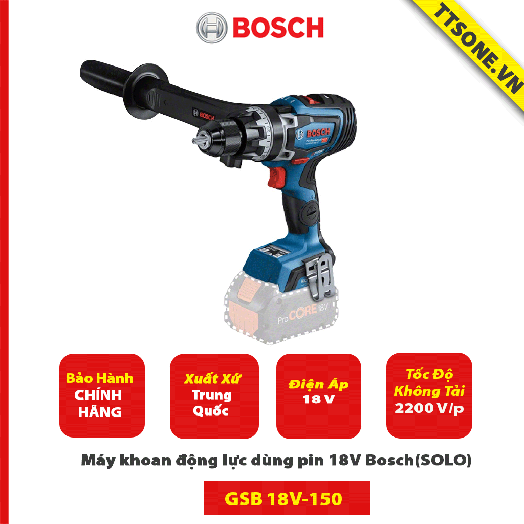 Máy khoan động lực dùng pin 18V Bosch GSB 18V-150 C (SOLO) - Chính Hãng