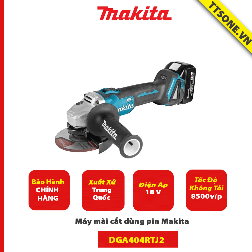 Máy mài cắt dùng pin Makita DGA404RTJ2 (18V) - Chính Hãng