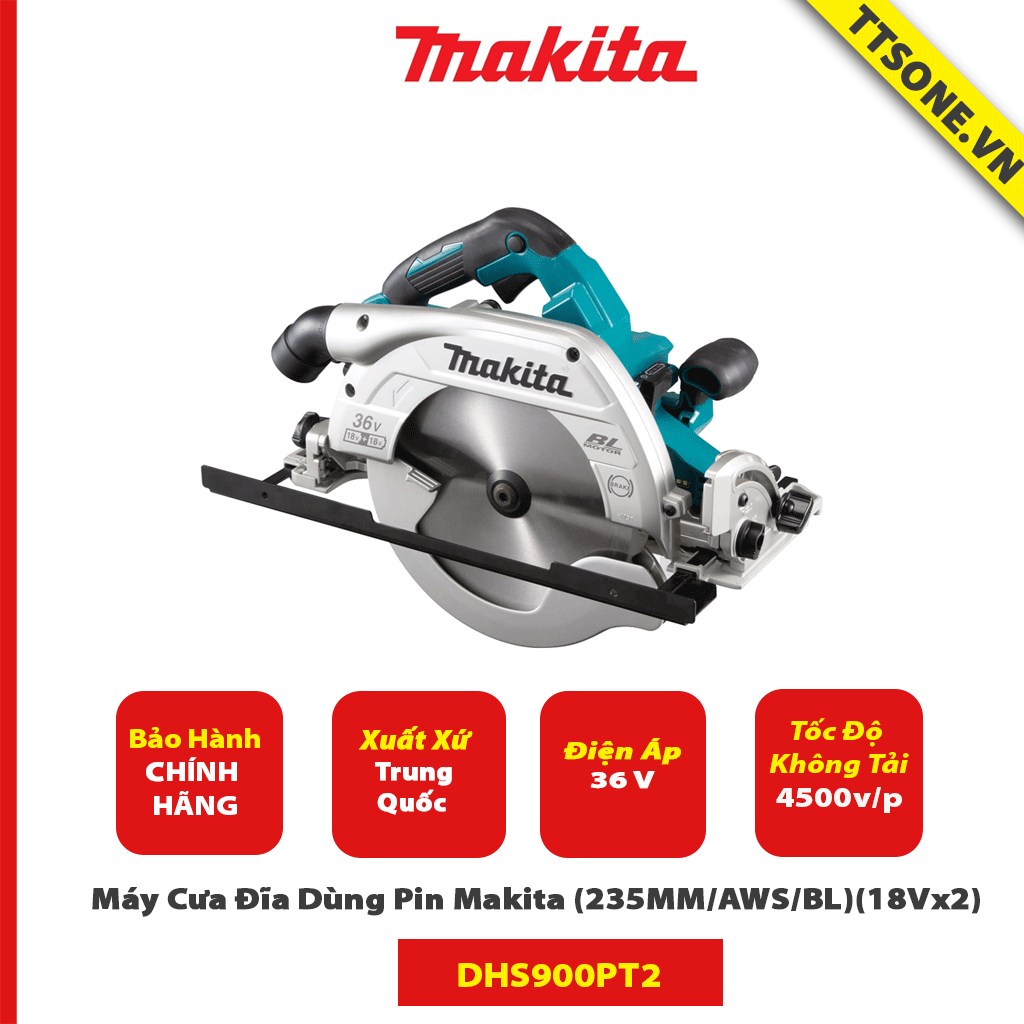 Máy Cưa Đĩa Dùng Pin Makita DHS900PT2 (235MM/AWS/BL)(18Vx2) - Chính Hãng