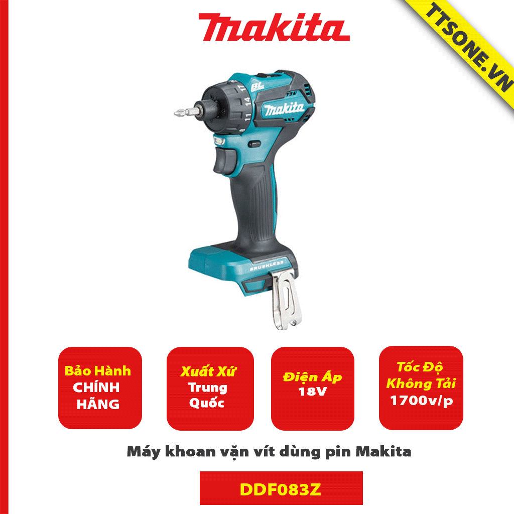 Máy khoan vặn vít dùng pin Makita DDF083Z 18V - Chính Hãng