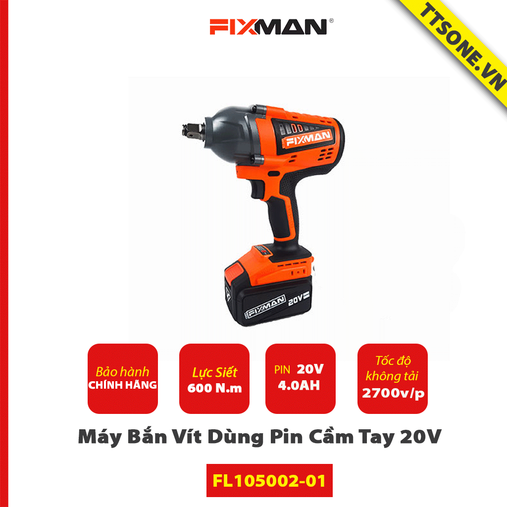 Máy Vặn Bulong Dùng Pin Cầm Tay 20V Fixman FL105002-01 Chính Hãng