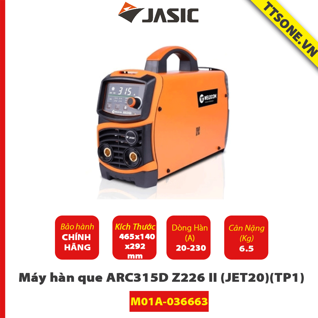 Máy Hàn Que ARC315D Z226 (JET20)(TP1) - Jasic - Chính Hãng
