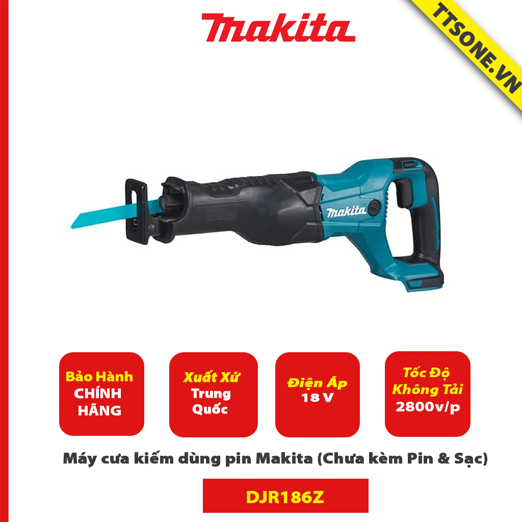 Máy cưa kiếm dùng pin Makita DJR186Z 18V (Chưa kèm Pin & Sạc) - Chính Hãng