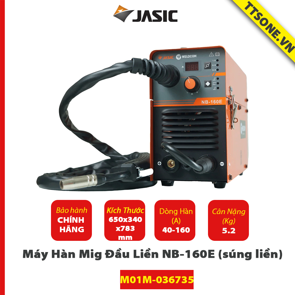 Máy Hàn Mig Đầu Liền NB-160E (súng liền)- Jasic - Chính Hãng