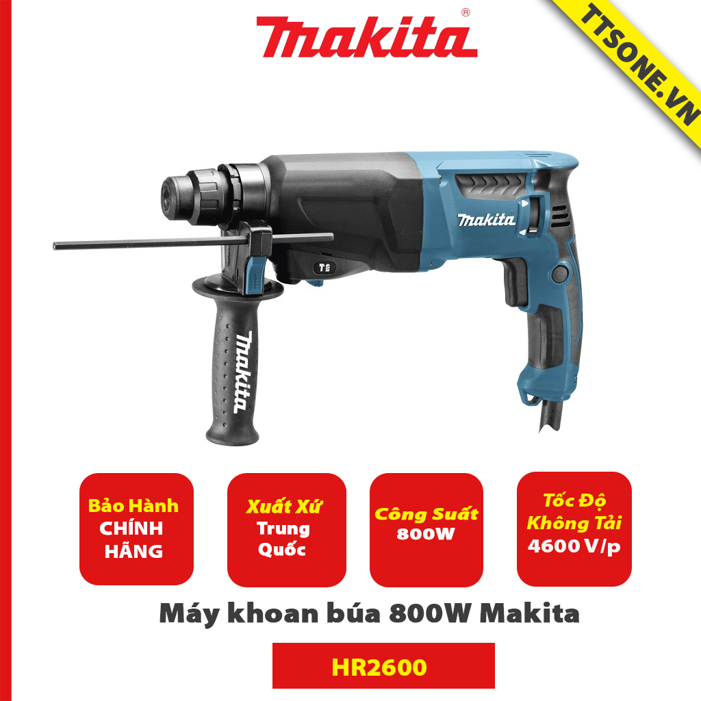 Máy khoan búa 800W Makita HR2600 - Chính Hãng