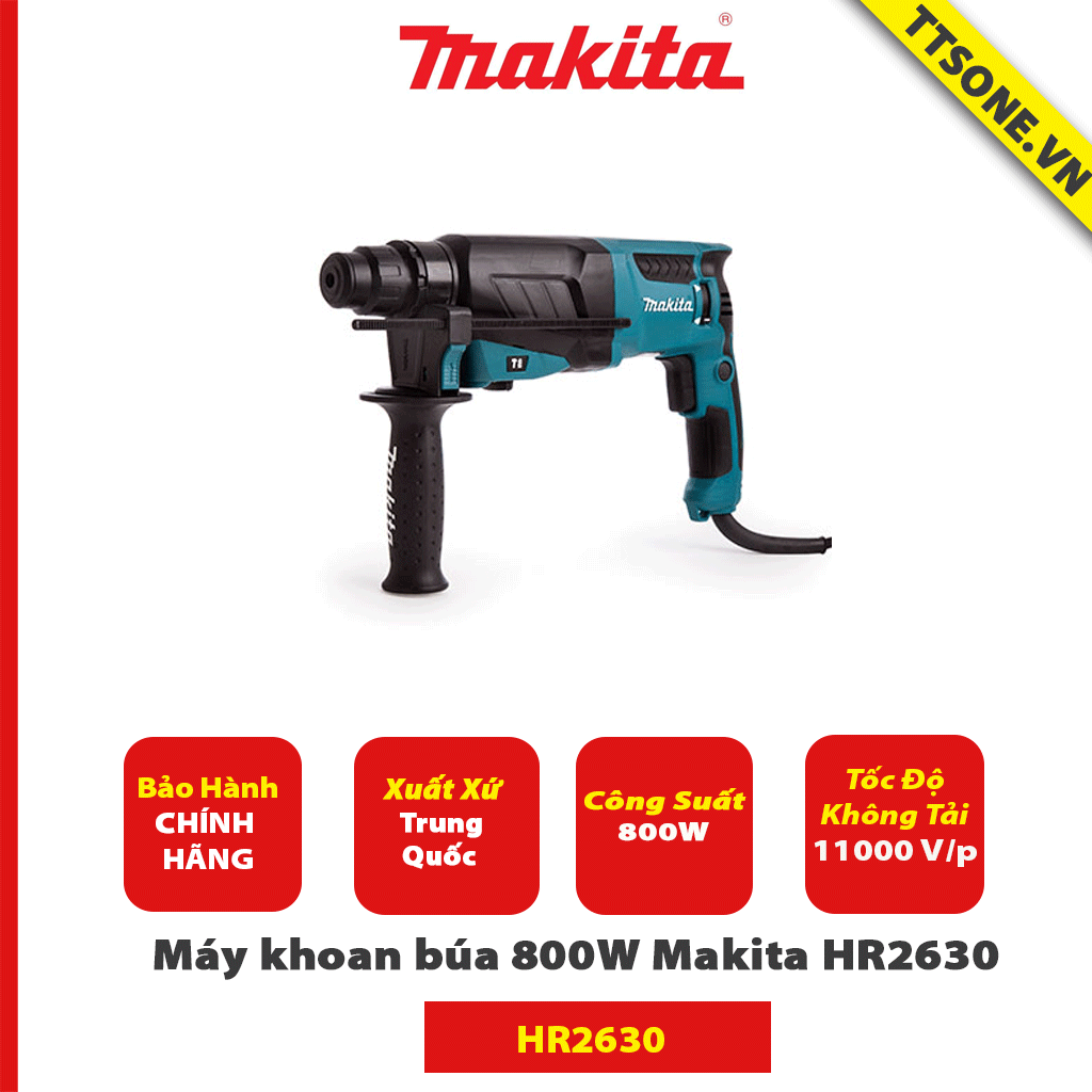 26mm Máy khoan búa 800W Makita HR2630-Chính Hãng
