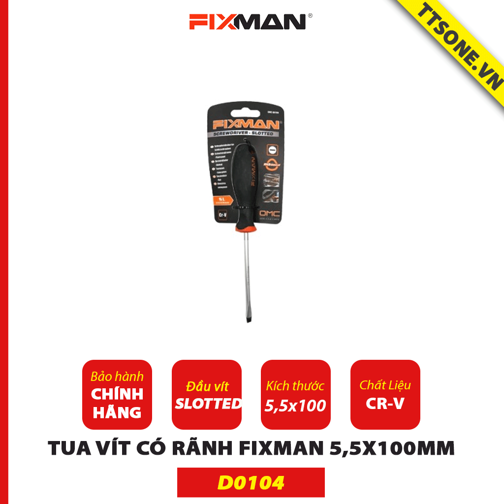 Tua vít có rãnh FIXMAN 5,5x100mm D0104 - Chính hãng